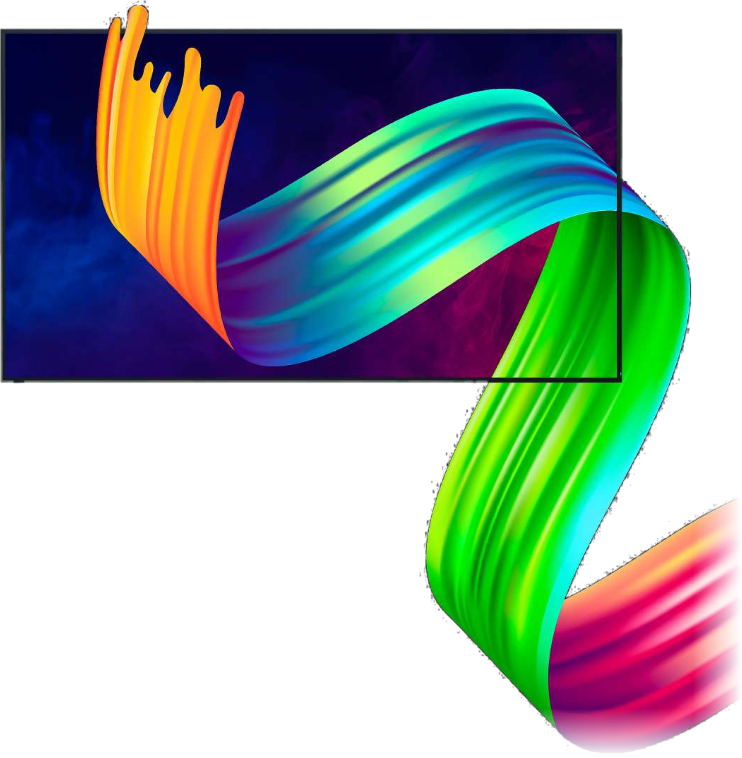 Vista Series professional display with colourful ribbon artwork