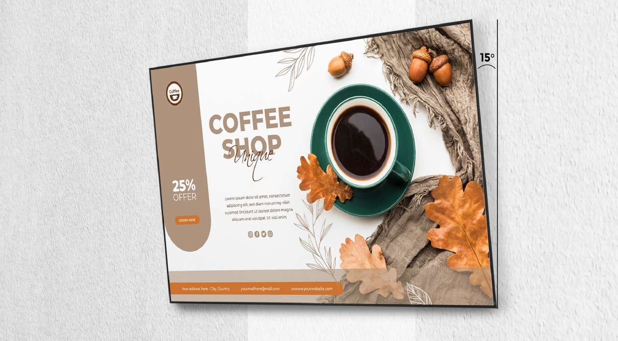 Vista Series display tilted 15 degrees on a high wall installation