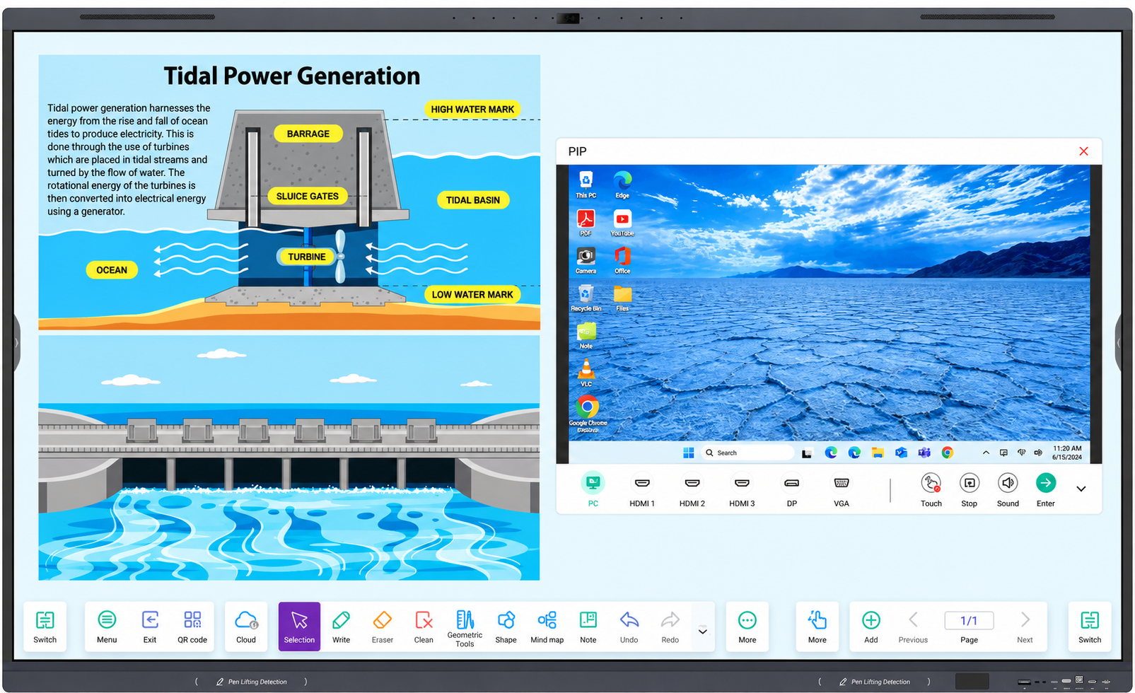 Picture-in-Picture mode showing Android and Windows on one CX Pro screen