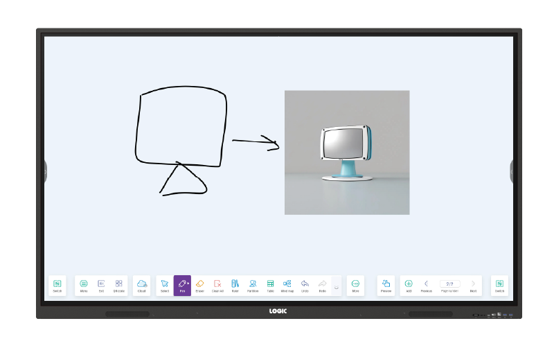 AI-powered interactive display converting sketches into detailed digital artwork