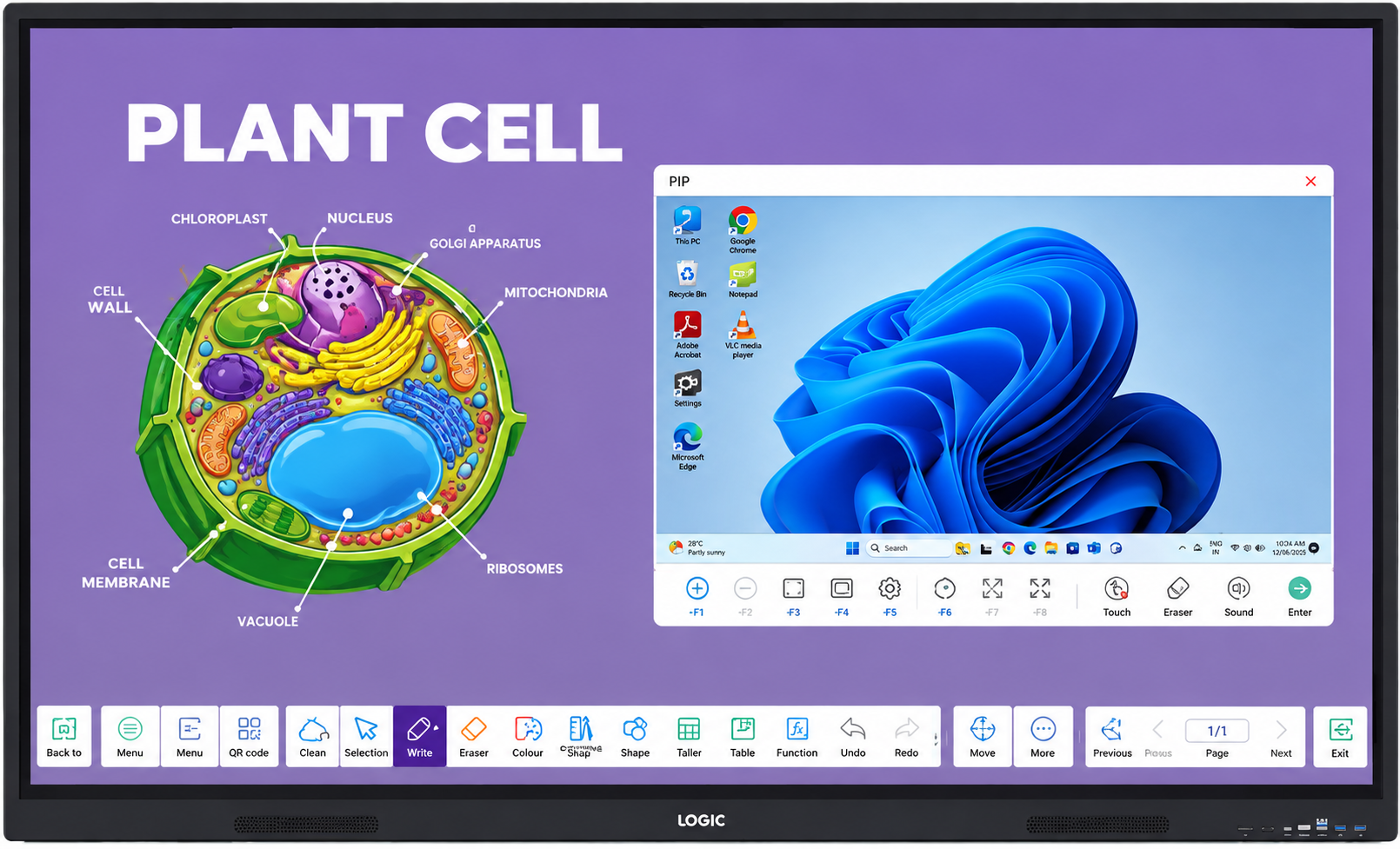 Picture-in-Picture mode showing Android and Windows on one ZX Series screen